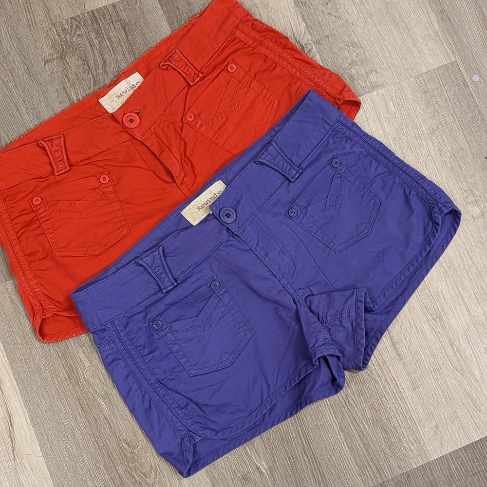 Rewind Vibrant Red and Bold Purple Women's Cargo Shorts